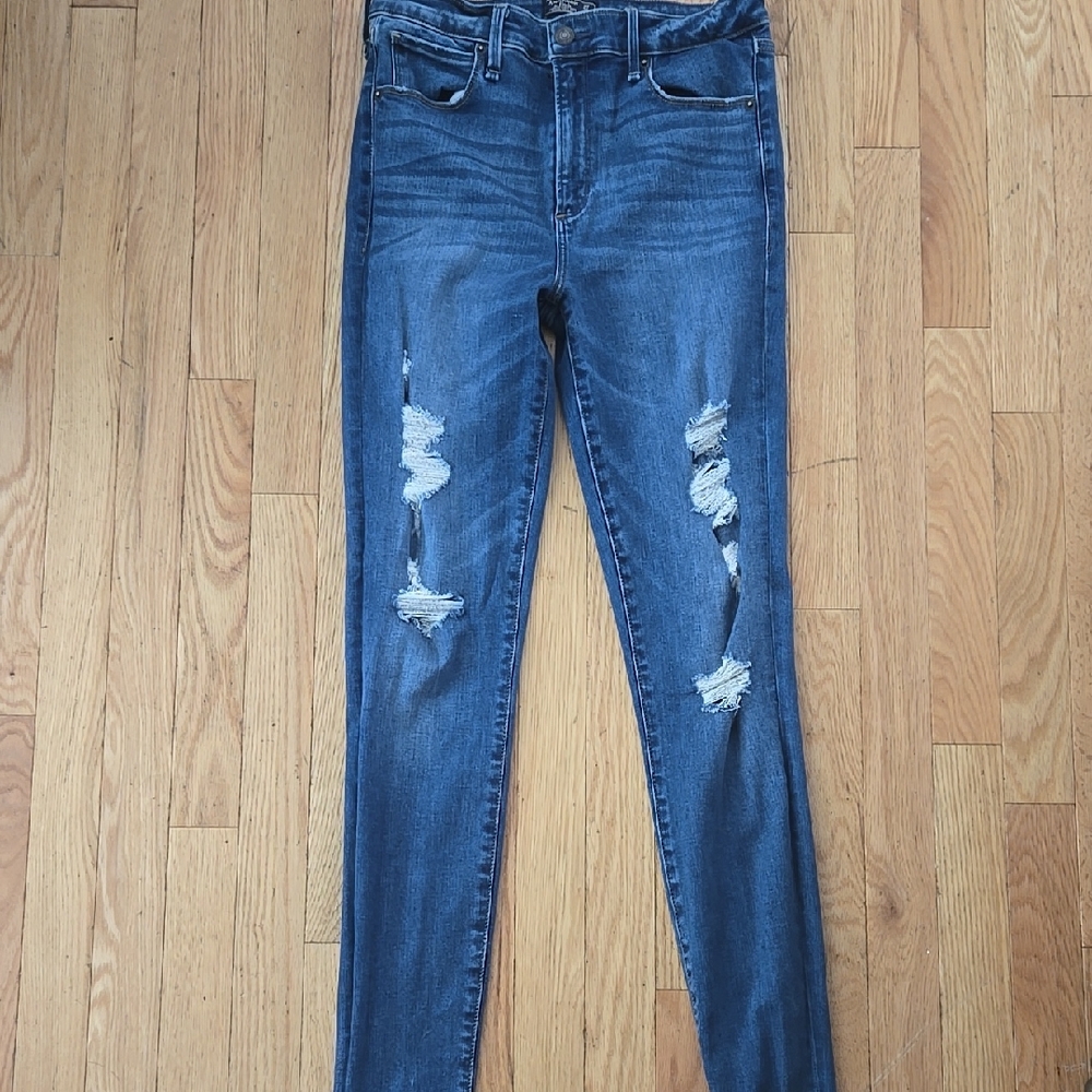 Abercrombie & Fitch Dark Blue Ripped Skinny Jeans